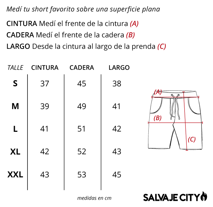 Tabla de talles short